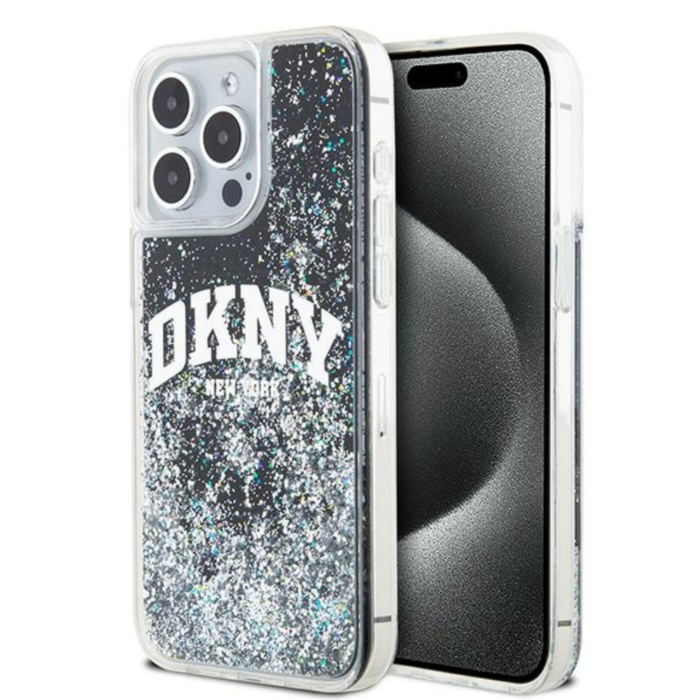 DKHCP14XLBNAEK Husă pentru Apple iPhone 14 Pro Max - DKNY Liquid Glitter Arch Logo DKHCP14XLBNAEK Negru - imagine 1