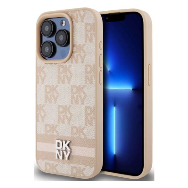 Husă pentru Apple iPhone 13 Pro Max – DKNY Checkered Pattern and Stripe DKHCP13XPCPTSSP Roz