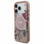 Husă pentru Apple iPhone 17 Pro - Guess IML Flowers Pearl Strap MagSafe, GUHMP17LHFWBRCESP, Roz - imagine 2