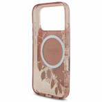 Husă pentru Apple iPhone 17 Pro - Guess IML Flowers Pearl Strap MagSafe, GUHMP17LHFWBRCESP, Roz - imagine 5