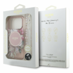 Husă pentru Apple iPhone 17 Pro - Guess IML Flowers Pearl Strap MagSafe, GUHMP17LHFWBRCESP, Roz - imagine 7