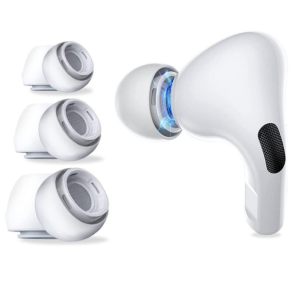 Set 3 perechi dopuri din silicon Tech-Protect compatibil cu Apple AirPods Pro 1 / 2, mărimi S / M / L, Alb
