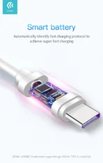 Cablu Devia Shark EC306, USB-A la USB-C, 5A, 1.5m, Alb - imagine 7